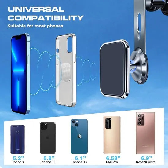 Telefoonhouder auto – Magneet Ventilatierooster – Verstelbaar GSM Mount – Sterke Magneet – Zilver-Telefoonhouders-Ilumina Benelux