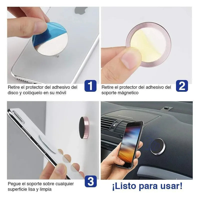 Telefoonhouder Auto – Magnetisch 4-Pack – Sticker Dashboard & Muurbevestiging – Inclusief Metalen Platen – Zwart-Ilumina Benelux