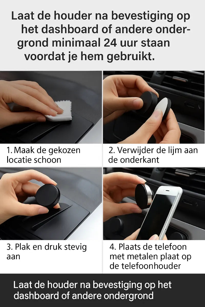 Telefoonhouder auto – Magnetisch Dashboard Autohouder – Universeel voor Smartphones – Sterke Magneet – Zwart-Ilumina Benelux