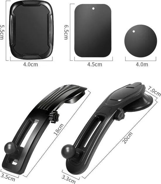 Telefoonhouder auto – Magnetisch met Zuignap – Voor Dashboard – Sterke Magneet – Zwart-Ilumina Benelux