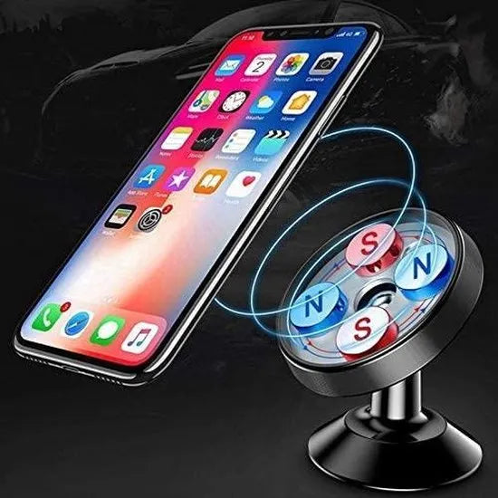 Telefoonhouder auto – Magnetisch – Multifunctionele magneetbeugel – Navigatiehouder met basis – Zwart-Ilumina Benelux