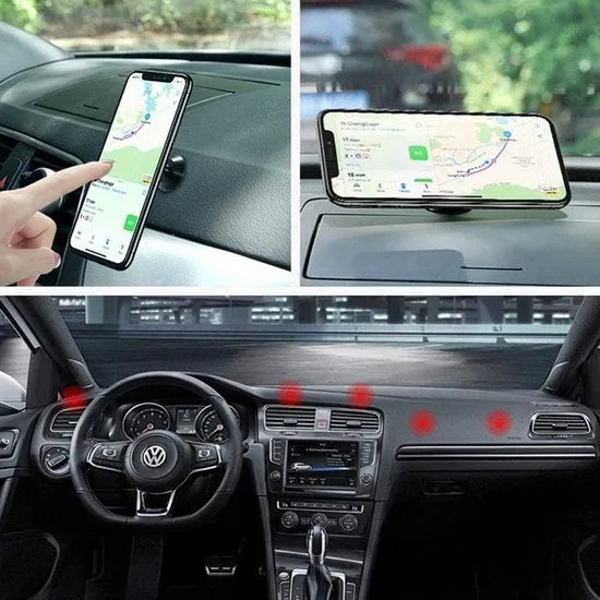 Telefoonhouder auto – Magnetisch – Multifunctionele magneetbeugel – Navigatiehouder met basis – Zwart-Ilumina Benelux