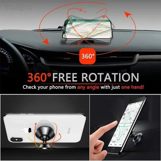 Telefoonhouder auto – Magnetisch – Multifunctionele magneetbeugel – Navigatiehouder met basis – Zwart-Ilumina Benelux