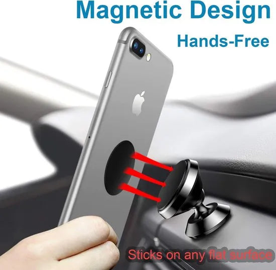 Telefoonhouder auto – Magnetisch – Multifunctionele magneetbeugel – Navigatiehouder met basis – Zwart-Ilumina Benelux