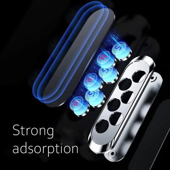 Telefoonhouder auto – Magnetisch – Set van 2 – Inclusief 4 metalen plaatjes – Zwart-Ilumina Benelux