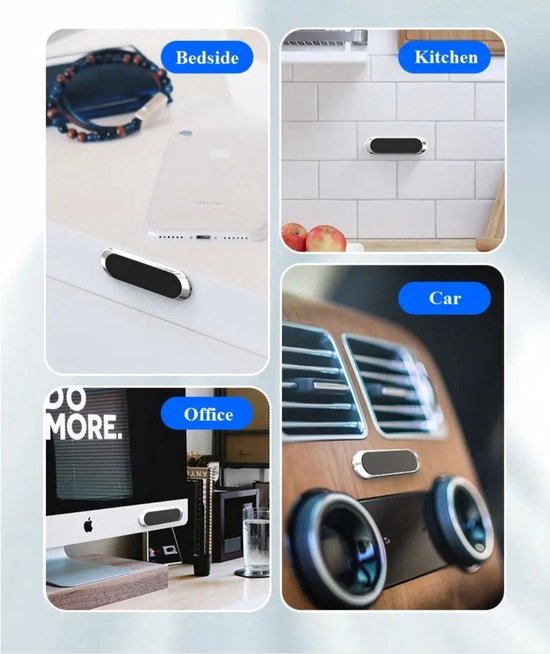 Telefoonhouder auto – Magnetisch – Set van 2 – Inclusief 4 metalen plaatjes – Zwart-Ilumina Benelux