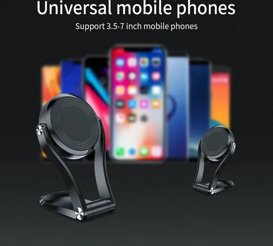 Telefoonhouder auto – Magnetisch – Sterke lijm – Dashboard/Voorruit/Bureau – Incl. magneetplaatje – Zwart-Ilumina Benelux