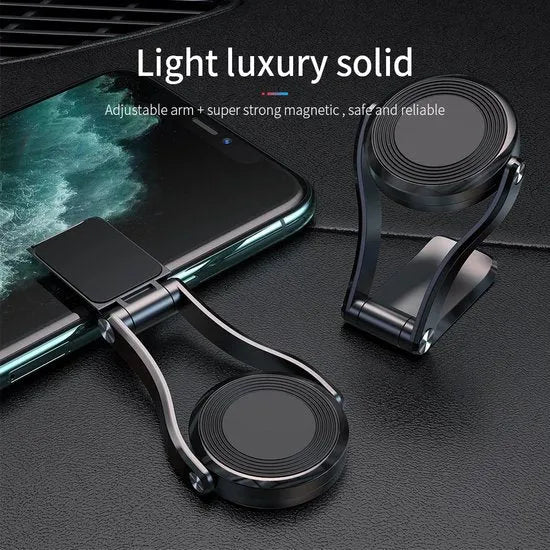 Telefoonhouder auto – Magnetisch – Sterke lijm – Dashboard/Voorruit/Bureau – Incl. magneetplaatje – Zwart-Ilumina Benelux