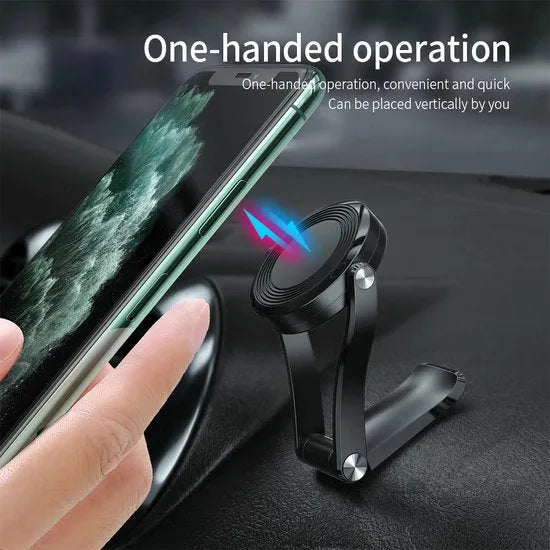 Telefoonhouder auto – Magnetisch – Sterke lijm – Dashboard/Voorruit/Bureau – Incl. magneetplaatje – Zwart-Ilumina Benelux