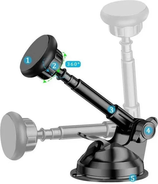 Telefoonhouder auto – Magnetisch – Sterke zuignap – Voor dashboard/voorruit/bureau – Zwart-Ilumina Benelux