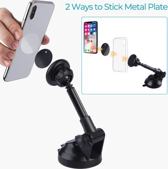 Telefoonhouder auto – Magnetisch – Sterke zuignap – Voor dashboard/voorruit/bureau – Zwart-Ilumina Benelux