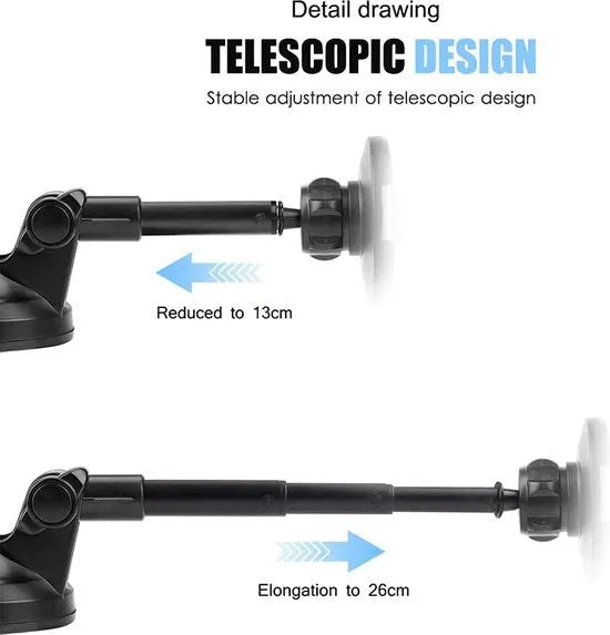 Telefoonhouder auto – Magnetisch – Sterke zuignap – Voor dashboard/voorruit/bureau – Zwart-Ilumina Benelux