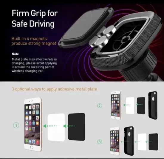 Telefoonhouder auto – Magnetisch – Sterke zuignap – Voorruit & Dashboard – Incl. magneetplaatje – Zwart-Ilumina Benelux