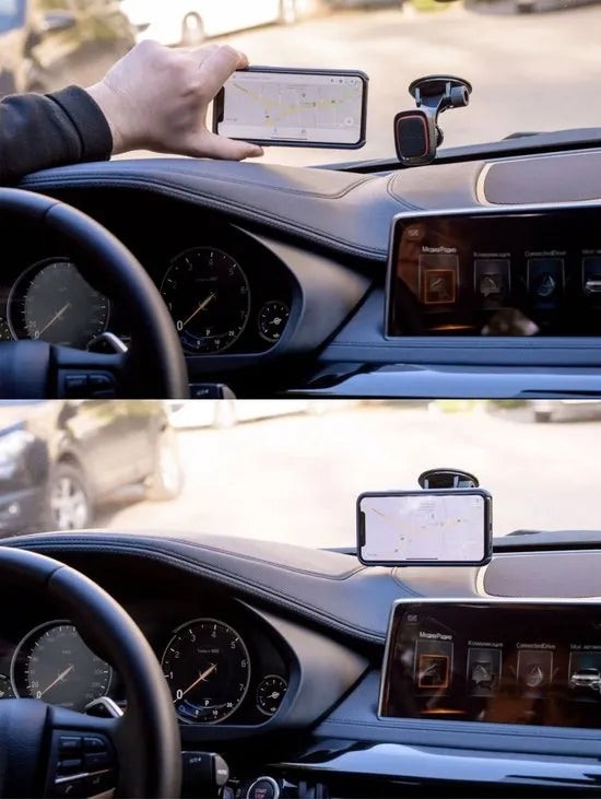 Telefoonhouder auto – Magnetisch – Sterke zuignap – Voorruit & Dashboard – Incl. magneetplaatje – Zwart-Ilumina Benelux