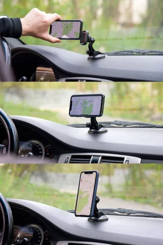 Telefoonhouder auto – Magnetisch – Sterke zuignap – Voorruit & Dashboard – Incl. magneetplaatje – Zwart-Ilumina Benelux