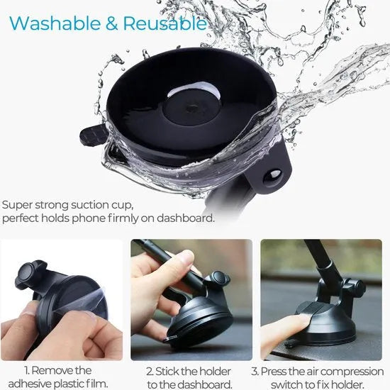 Telefoonhouder auto – Magnetisch – Telescopische beugel – Voorruit & Dashboard Mount – Zwart-Ilumina Benelux