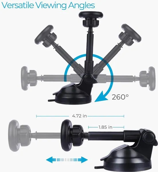 Telefoonhouder auto – Magnetisch – Telescopische beugel – Voorruit & Dashboard Mount – Zwart-Ilumina Benelux