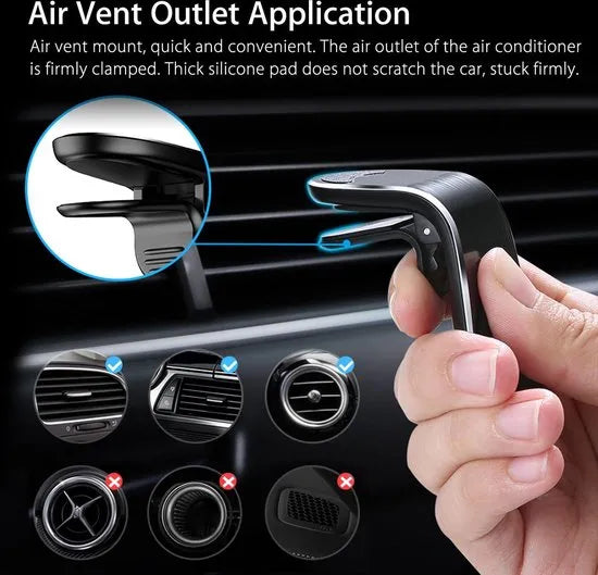 Telefoonhouder auto – Magnetisch – Universeel – Voor Ventilatierooster – Zwart-Telefoonhouders-Ilumina Benelux