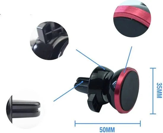 Telefoonhouder auto – Magnetisch Ventilatierooster – 360° Draaibaar – Universeel Air Vent Mount – Compact – Zwart-Ilumina Benelux