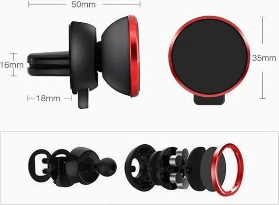 Telefoonhouder auto – Magnetisch Ventilatierooster – 360° Draaibaar – Universeel Air Vent Mount – Compact – Zwart-Ilumina Benelux