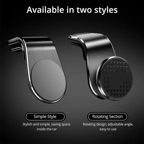 Telefoonhouder auto – Magnetisch ventilatierooster – 360° draaibaar – Universeel voor smartphones – Zwart-Telefoonhouders-Ilumina Benelux