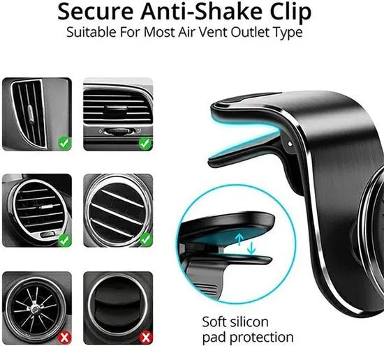 Telefoonhouder auto – Magnetisch ventilatierooster – 360° draaibaar – Universeel voor smartphones – Zwart-Telefoonhouders-Ilumina Benelux
