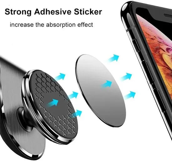 Telefoonhouder auto – Magnetisch ventilatierooster – 360° draaibaar – Universeel voor smartphones – Zwart-Telefoonhouders-Ilumina Benelux