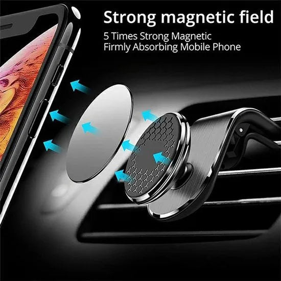Telefoonhouder auto – Magnetisch ventilatierooster – 360° draaibaar – Universeel voor smartphones – Zwart-Telefoonhouders-Ilumina Benelux