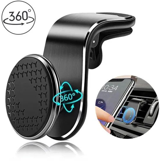 Telefoonhouder auto – Magnetisch ventilatierooster – 360° draaibaar – Universeel voor smartphones – Zwart-Telefoonhouders-Ilumina Benelux