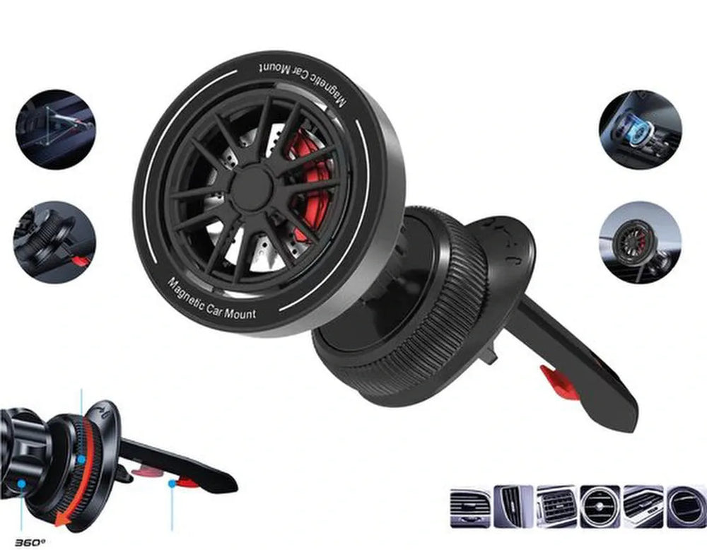 Telefoonhouder auto – Magnetisch Ventilatierooster – 360° Draaibaar & Verstelbaar – Geschikt voor MagSafe – Zwart-Telefoonhouders-Ilumina Benelux