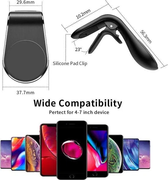Telefoonhouder auto – Magnetisch – Ventilatierooster Clip – Universeel voor Smartphone – Zwart-Telefoonhouders-Ilumina Benelux