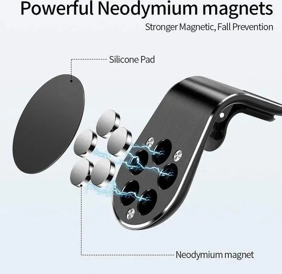 Telefoonhouder auto – Magnetisch – Ventilatierooster Clip – Universeel voor Smartphone – Zwart-Telefoonhouders-Ilumina Benelux