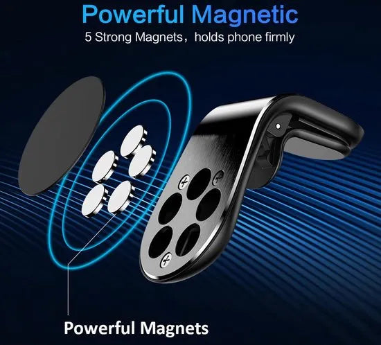 Telefoonhouder auto – Magnetisch Ventilatierooster – Sterke Magneet – Model LB-446 – Zwart-Telefoonhouders-Ilumina Benelux