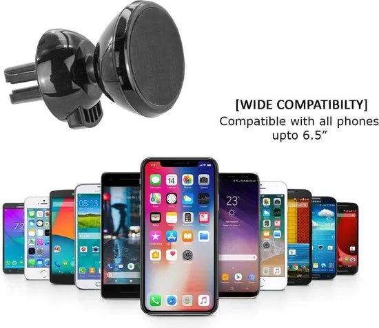 Telefoonhouder auto – Magnetisch ventilatierooster – Sterke magneet – Universeel voor smartphone – Zwart-Ilumina Benelux