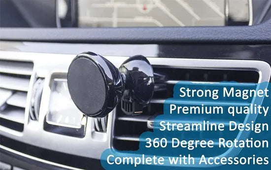 Telefoonhouder auto – Magnetisch ventilatierooster – Sterke magneet – Universeel voor smartphone – Zwart-Ilumina Benelux