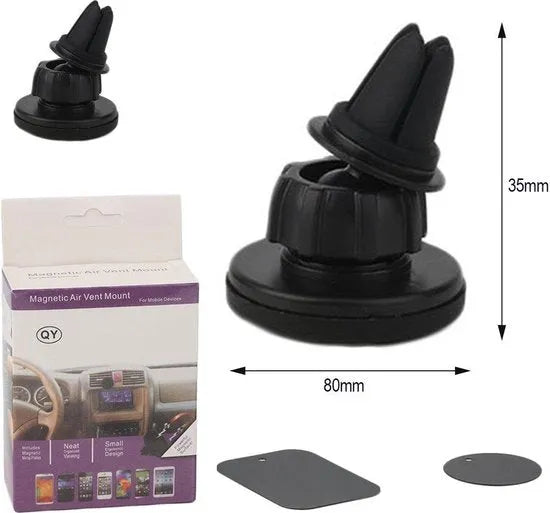 Telefoonhouder auto – Magnetisch Ventilatierooster – Universele GSM Houder – Sterke Magneet – Zwart-Telefoonhouders-Ilumina Benelux