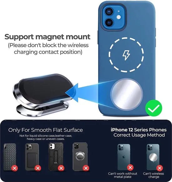 Telefoonhouder auto – Magnetisch – Verstelbaar – 360° draaibaar – Dashboard autohouder incl. metalen plaatjes – Zwart-Ilumina Benelux