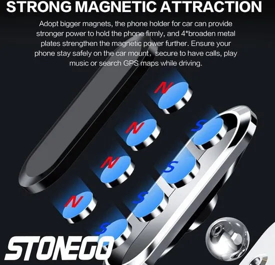 Telefoonhouder auto – Magnetisch – Verstelbaar – 360° draaibaar – Dashboard autohouder incl. metalen plaatjes – Zwart-Ilumina Benelux