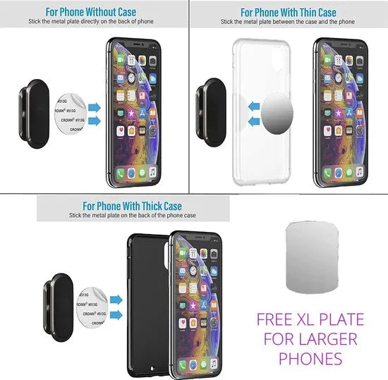 Telefoonhouder auto – Magnetisch – Verstelbaar – 360° draaibaar – Dashboard autohouder incl. metalen plaatjes – Zwart-Ilumina Benelux