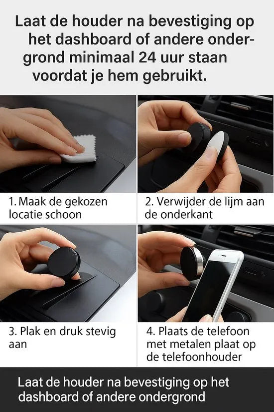 Telefoonhouder auto – Magnetisch verstelbaar – 360° draaibaar – Dashboard autohouder – Rood-Ilumina Benelux
