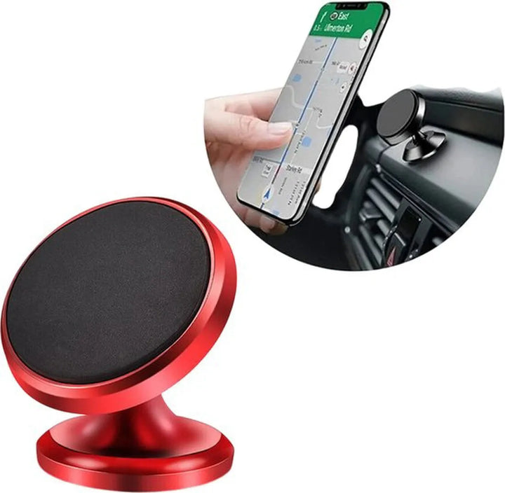 Telefoonhouder auto – Magnetisch verstelbaar – 360° draaibaar – Dashboard autohouder – Rood-Ilumina Benelux