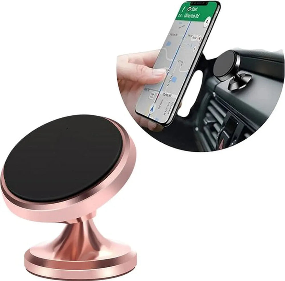 Telefoonhouder auto – Magnetisch verstelbaar – 360° draaibaar – Dashboard autohouder – Roze-Ilumina Benelux
