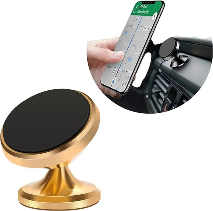 Telefoonhouder auto – Magnetisch verstelbaar – 360° draaibaar – Dashboard montage – Goud-Ilumina Benelux
