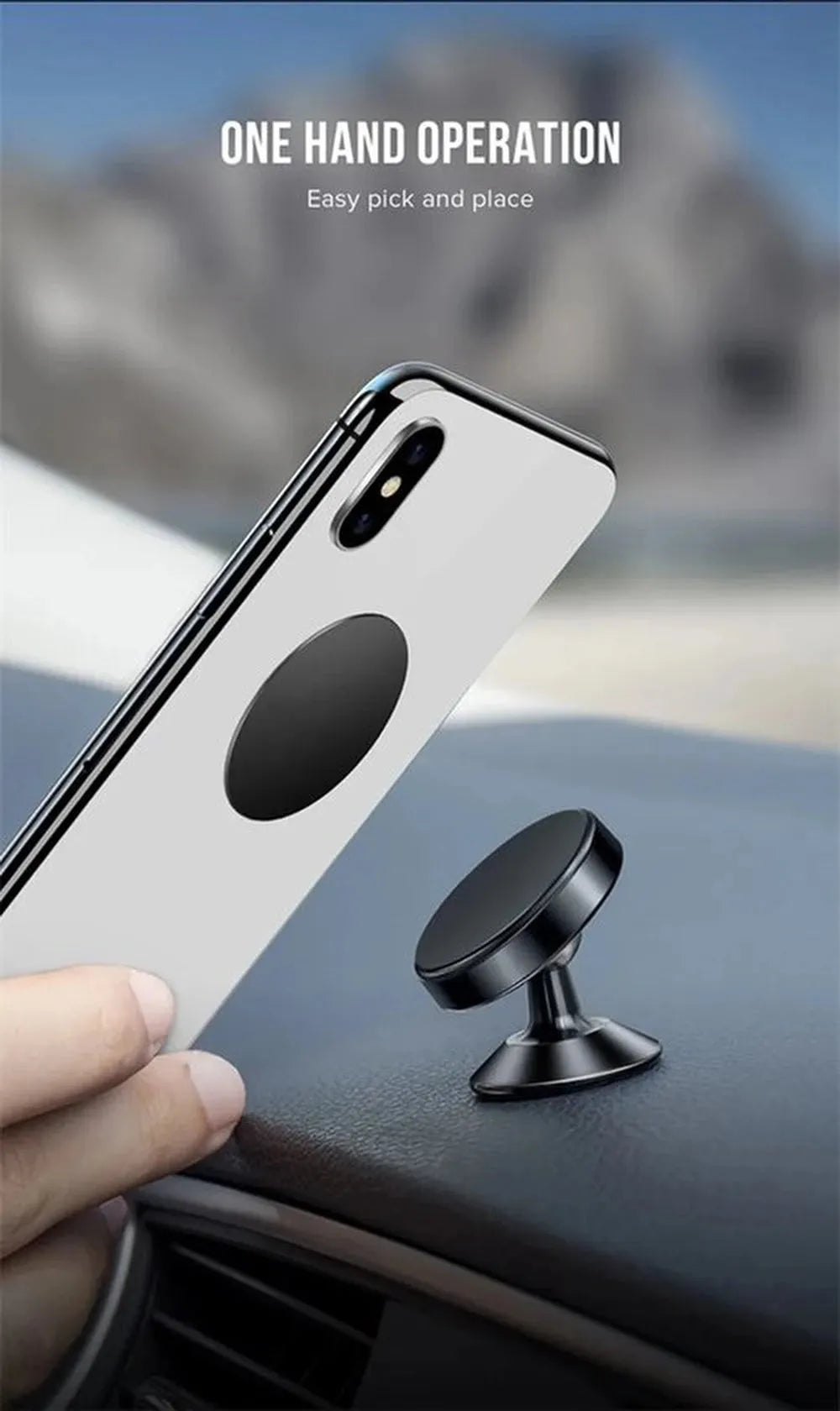 Telefoonhouder auto – Magnetisch – Verstelbaar – 360° draaibaar – Dashboard montage – Zilver-Ilumina Benelux
