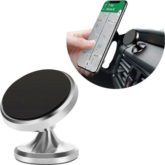 Telefoonhouder auto – Magnetisch – Verstelbaar – 360° draaibaar – Dashboard montage – Zilver-Ilumina Benelux