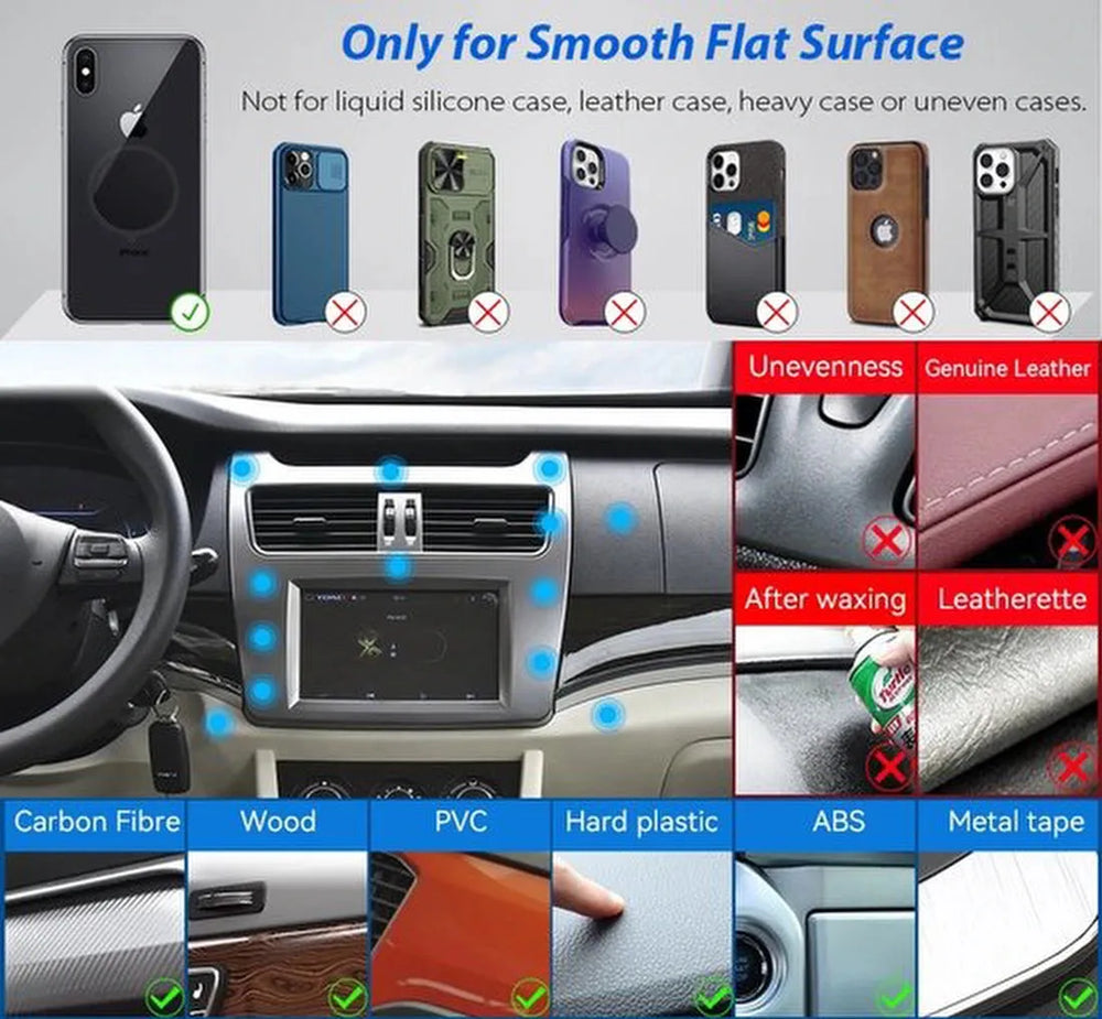 Telefoonhouder auto – Magnetisch verstelbaar – 360° draaibaar – Incl. 4 metalen plaatjes – Dashboard – Zwart-Ilumina Benelux