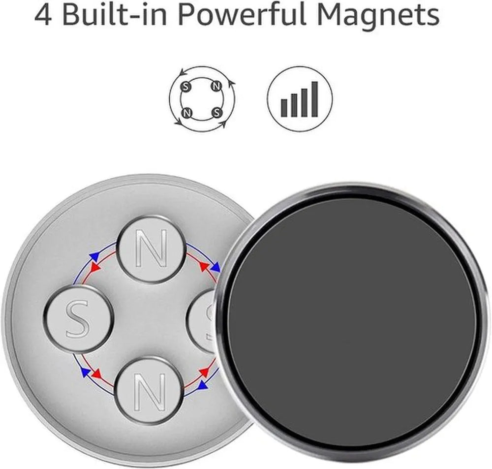 Telefoonhouder auto – Magnetisch verstelbaar – 360° draaibaar – Incl. 4 metalen plaatjes – Dashboard – Zwart-Ilumina Benelux