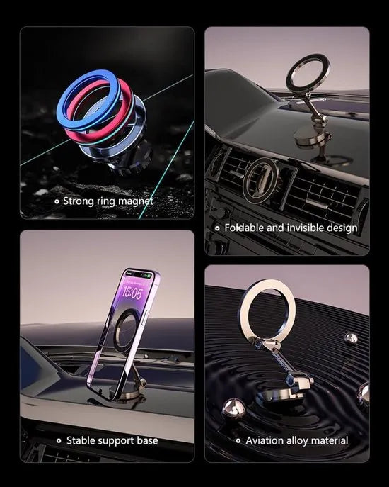 Telefoonhouder auto – Magnetisch verstelbaar – 360° draaibaar – MagSafe compatibel – Dashboard montage – Zwart-Ilumina Benelux