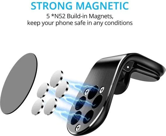 Telefoonhouder auto – Magnetisch – Voor ventilatierooster – Handsfree GSM houder – Zwart-Telefoonhouders-Ilumina Benelux