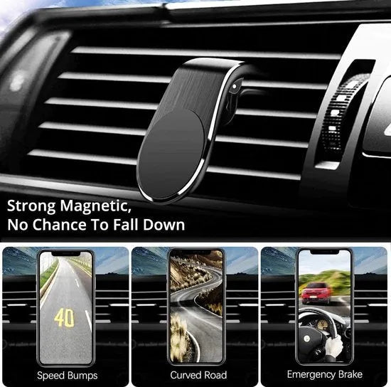 Telefoonhouder auto – Magnetisch – Voor ventilatierooster – Handsfree GSM houder – Zwart-Telefoonhouders-Ilumina Benelux